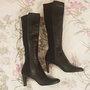 Stuart Weitzman leather boots with stretch